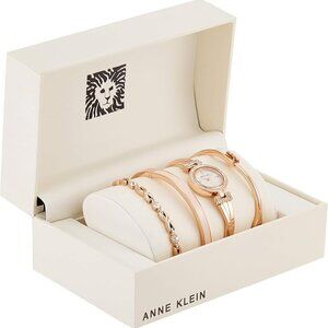 Anne Klein Women's Premium Crystal Accented Bangle Watch and Bracelet Set